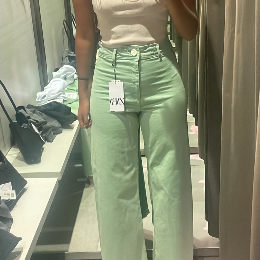 Zara Mint Green Mariner Jeans